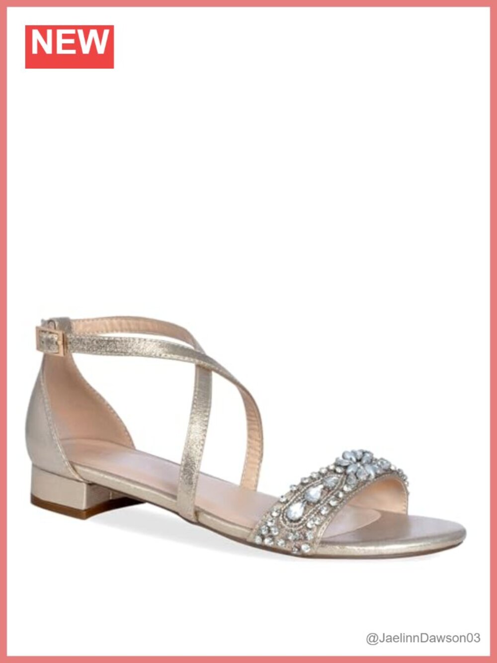 Paradox London Elyse Champagne Block Heel Platform Sandals Rhinestone Ankle